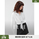 ELLE設計感拼接條紋飄帶領(lǐng)襯衫女2025秋季新款寬松氣質(zhì)通勤襯衣 白色 S