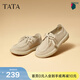 他她（TATA）復古全包勃肯鞋女鞋真皮休閑圓頭單鞋春新款CV601AM5 杏色 36