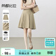 尚都比拉職場(chǎng)通勤a字半身裙女春秋女裝格雷系百褶裙小個(gè)子百搭顯瘦短裙子