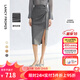 朗姿法式夏季高腰顯瘦黑色半身裙氣質(zhì)長(cháng)款直筒包臀裙新款半裙子女 深灰色2 S