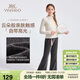 英氏（YEEHOO）女童喇叭褲兒童褲子國風(fēng)新中式中大童裝彈力褲子春 灰色 165