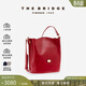 THE BRIDGE/橋牌手工牛皮【植鞣工藝】水桶包女復古簡(jiǎn)約大容量單肩斜挎包 紅色
