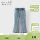 戴維貝拉（DAVE＆BELLA）兒童褲子春裝新款小女孩牛仔褲中大童微喇褲洋氣女童長(cháng)褲 牛仔藍【現貨】 120 cm（建議身高110-120cm）