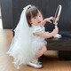 G.duck女童公主裙春夏季周歲禮服女寶寶白色生日連衣裙花童蓬蓬紗蛋糕裙 白色蛋糕裙加頭紗 73