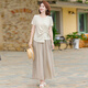 海拉其媽媽裝夏裝2026新款套裝40-60歲洋氣中老年女裝時(shí)尚簡(jiǎn)約母親衣服 米色 短袖+卡其色闊腿褲 3XL 推薦120-135斤