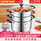 蘇泊爾（SUPOR）304不銹鋼蒸鍋雙層加厚復底湯鍋帶蒸籠燃氣電磁爐通用 【三層加厚】旗艦款 28cm