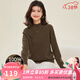金菊厚款100%綿羊毛2026新年紅品半高領(lǐng)無(wú)縫打底秋冬保暖毛衣女羊毛衫 咖色 XL