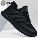 PGAF男鞋2026春季新款飛織網(wǎng)面透氣潮流百搭休閑軟底跑步男士運動(dòng)鞋子 黑色內增高 42 標準皮鞋碼數