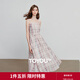 初語(yǔ)法式復古格紋抹胸吊帶裙女2025夏季新款收腰A字裙連衣裙 冰粉色 M