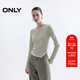 ONLY2025夏季新款拼色假兩件顯瘦一字領(lǐng)正肩長(cháng)袖T恤女|125302017 C48銀狐灰色 L
