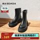 森達時(shí)裝靴女冬季新款商場(chǎng)同款厚底增高鞋顯瘦短靴時(shí)尚百搭款XEX01DD4 黑色單里 39