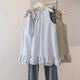 法舒琳淺藍色條紋無(wú)袖背心襯衫女外穿2026夏季新款雙層邊下擺娃娃衫 淺藍色 S 【95斤內】
