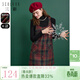 三彩冬款格紋毛呢背心裙短裙連衣裙內搭甜美A字裙減齡女 紅藍 L 165/88A