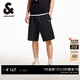 杰克·瓊斯（JACK&JONES）男裝短褲男士夏季外穿潮流寬松運動(dòng)格紋五分褲沙灘短褲大褲衩 E40黑色 L (180)