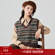 茵曼（INMAN）保暖撞色條紋毛衣馬甲女2026春季復古V領(lǐng)疊穿針織 咖啡綠-F18448032H1 XL