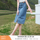 香影牛仔半身裙女2025夏裝新款復古中長(cháng)款裙子修身顯瘦高腰直筒裙 牛仔藍 S