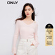 ONLY2025秋季新款休閑氣質(zhì)設計感甜美V領(lǐng)露肩針織衫女|125324024 A18純甄粉色 XL