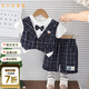 五小七童裝男童夏季套裝新款周歲禮服男寶寶夏裝嬰幼兒童西裝衣服 黑色 80 尺碼7-11月cm
