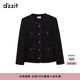 DZZIT地素粗花呢織帶外套春秋小香風(fēng)黑色珠片繡設計 黑色 XS