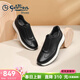 金利來(lái)（Goldlion）男鞋羊皮革休閑鞋彈力套腳運動(dòng)鞋秋季新品厚底老爹鞋男士皮鞋 黑色 40