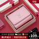 viney牛皮短款錢(qián)包女迷你拉鏈零錢(qián)包折疊錢(qián)夾多卡位大容量學(xué)生皮夾卡包 粉紅色