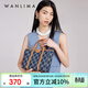 萬(wàn)里馬（wanlima）丹寧水桶包托特包通勤印花牛仔布單肩斜跨手提女生日禮物 牛仔藍/杏仁棕