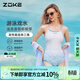 洲克（ZOKE）女士泳衣連體三角專(zhuān)業(yè)競技訓健身溫泉泳衣123501154 米白蘭花 XL
