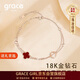 Grace Girl18K金鉆石雙層四葉草手鏈女玫瑰金實(shí)用紀念日生日禮物送女友