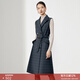 顏域翻領(lǐng)無(wú)袖連衣裙女冬裝2025年新款外穿雙排扣氣質(zhì)馬甲裙子 藍色 XXL/44