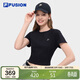 FILA FUSION斐樂(lè )潮牌女子針織短袖衫2026夏季純色簡(jiǎn)約緊身T恤