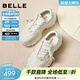 百麗（Belle）免系帶串珠老爹鞋女2026春新商場(chǎng)同款厚底增高休閑鞋E9K1DAM6 米色 36 (230mm)