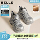 百麗（Belle）潮酷高幫老爹鞋女冬季新款商場(chǎng)同款厚底加絨休閑鞋E6N1DDD5 灰色-薄絨 37