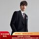休塔（SUITUP ）【高品質(zhì)】西服男套裝雙排扣高級感紳士西裝男結婚禮服正裝三件套 雙排佩納墨黑【上衣+褲子】 L 【48A】 適用體重60-66KG