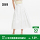 森馬（Semir）半身裙女夏A字白色純色松緊腰長(cháng)裙優(yōu)雅百搭簡(jiǎn)約白月光蛋糕裙 本白10101 2XL