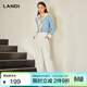 藍地（LANDI）白色高腰寬松八分休閑褲女夏季新款小個(gè)子哈倫褲 白色 XL
