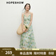 紅袖油畫(huà)感碎花雪紡連衣裙2025夏季新款女裝【綠野幽光】V領(lǐng)吊帶裙 花園綠305 XL