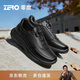 零度Zero商務(wù)真皮時(shí)尚休閑男鞋26新款軟底緩震防滑舒適徒步鞋 黑色 40