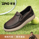 零度Zero男鞋2025新款透氣柔軟羊皮日常百搭套腳縫線(xiàn)加固休閑皮鞋 暗棕 41