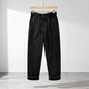 末真（MOZHEN）日系復古休閑褲男士春夏輕薄寬松直筒褲棉麻純色系繩純亞麻長(cháng)褲男 黑色 M