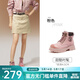 駱駝（CAMEL）復古工裝靴厚底增高大黃靴潮流馬丁靴 L24W013663 粉色 37