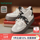 熱風(fēng)（Hotwind）百搭小白鞋女款2026年春季新款厚底增高休閑鞋雙鞋帶串珠女鞋