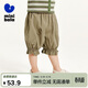 迷你巴拉【軟牛仔】女童褲子2024新夏兒童荷葉邊七分褲