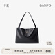 半坡飾族（bampo）女包包新款福瑞方方包頭層牛皮大容量輕奢單肩斜挎包38禮物 墨碳黑-大包 可裝14寸電腦