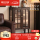 源氏木語(yǔ)實(shí)木邊柜客廳美式復古電視柜中古風(fēng)收納儲物柜深胡桃色0.78m邊柜