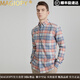 MAGIOPY法蘭絨格紋襯衫男士長(cháng)袖修身春厚純棉拉絨商務(wù)休閑格紋襯衫夾克 國際輕奢SFL5U498 37 [參考體重:100-110斤]