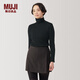 MUJI女式 起毛羅紋編織 高領(lǐng)長(cháng)袖T恤 打底衫女款 女裝內搭 BBD95C4A 黑色 XL
