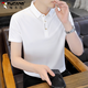 啄木鳥(niǎo)冰絲短袖t恤男2026夏季薄款商務(wù)休閑Polo衫翻領(lǐng)純色半袖男款上衣 白色 XL （推薦130-145斤）