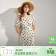 三彩2025夏季新款法式復古波點(diǎn)連衣裙V領(lǐng)寬松大擺A字長(cháng)裙度假M 米白色 XL 170/92A