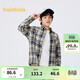 巴拉巴拉童裝男童襯衫長(cháng)袖中大童格子印花襯衣秋冬加絨上衣潮