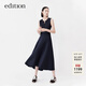 edition無(wú)袖收腰連衣裙女新款前中拉鏈背心裙a字黑色長(cháng)裙 黑色 M 165